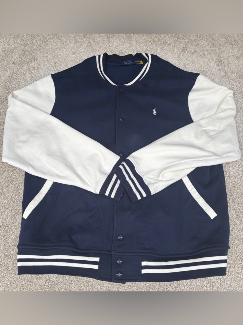 Polo by Ralph Lauren Navy & White Varsity Jacket